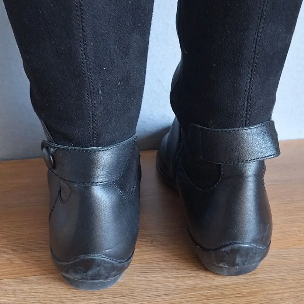 Dansko Odette Tall Leather Riding Boots Women’s 8.5 Black Zip Boots Wide Calf